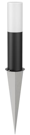 ledscom.de GROPO luce di percorso/bitta luminosa con picchetto a terra per esterni con copertura in vero vetro di prima qualità - resistente ai raggi UV, senza ingiallimento, IP44, 41 cm, nero, 1x