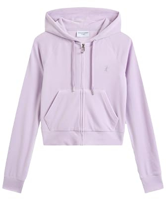 Juicy Couture Madison Hoodie Kapuzensweatjacke, Sweatjacke mit Kapuze und Reißverschluss aus Velour in Verschiedenen Farben Felpa con Cappuccio Donna (Pacco da 1)