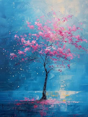 Diamond Painting áRbol Pintura Diamante Flores De Cerezo Diamond Painting Adultos Principiante Bordado Punto De Cruz Kit Manualidades Adultos Artes para la Decoracion Habitacion (70x95cm) -L25384