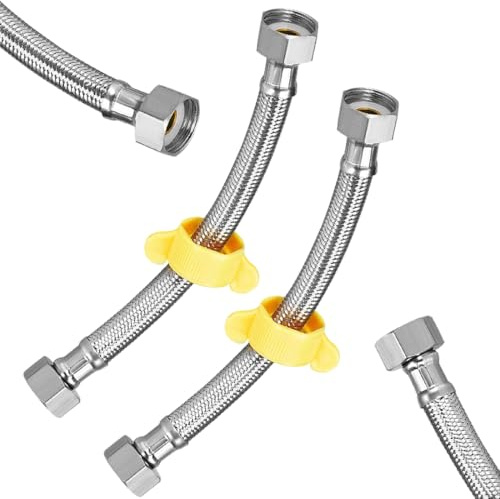 Set da 4 pezzi di tubi flessibili per miscelatori da 1/2 di pollice, tubi per rubinetti da cucina, tubi dell'acqua, tubi in acciaio inossidabile rinforzato da 1/2 di pollice (10 cm/20 cm/30 cm).
