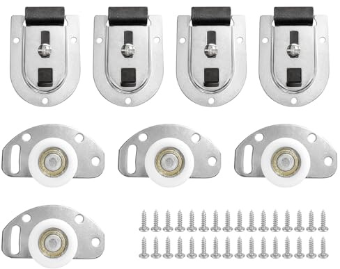 Universal Sliding Door Kit- Wardrobe Doors Bottom Rollers | Top Brackets for Smooth Gliding Wardrobe Sliding Doors - Easy Installation & Durable Build