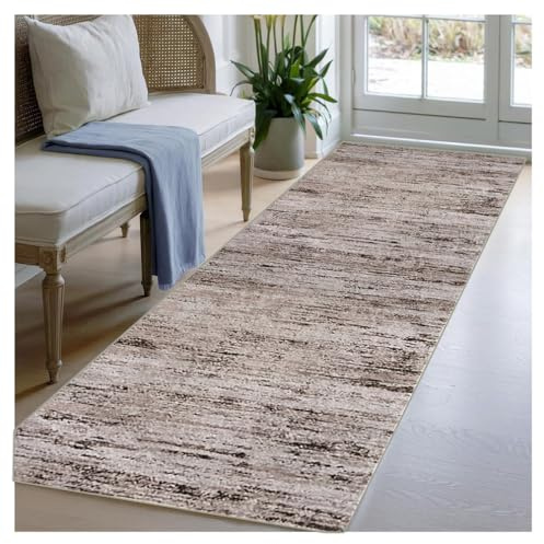BORKOY Tappeti Corridoio Lungo Antiscivolo 60x200cm Marrone Tappeto Cucina Lavabile Passatoia Runner Moderno Soggiorno Salotto Camera Da Letto Scendiletto Lavanderia Ingresso Interno Pelo Corto