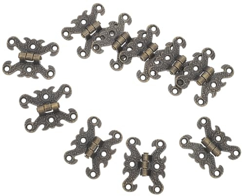 jojofuny Set da 10 Cerniere Vintage in Lega di Zinco Anticato per Scatole di Legno e Portagioie, Mini Cerniere Pieghevoli Decorative per Bauli e Mobili Artigianali, Ferramenta per