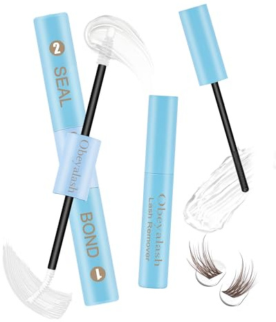 Obeyalash Lash Bond Seal Transparent Lösögonfranslim Kit och Avtagare för Individuella Klyftor DIY Lösögonfranslim Vit Håller 48 Timmar Motstår Svett Fukt