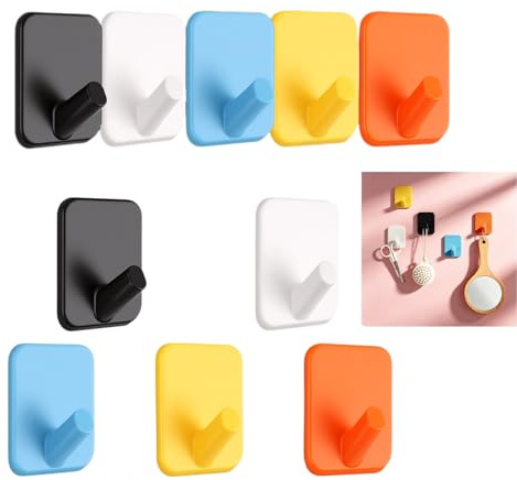 SHAOWENCB 10pcs Kleiderhaken Kinder Bunt Wandhaken Handtuchhaken selbstklebend extra stark Handtuchhalter Garderobenhaken Kleiderhaken ohne Bohren für Badezimmer Küche Kinderzimmer