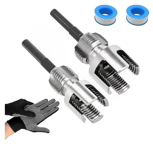 Juego de Terraja para Tubería de PVC 4 en 1, Roscadora Manual 1/2 3/4 1 con Dados de Acero al Carbono, Herramienta de Fontanería para Reparaciones de Tuberías(1/2+3/4)