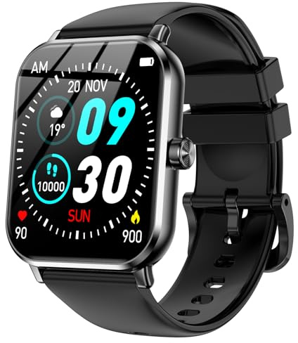 Jacoosa Smart Watches for Men, 1.83 HD Touchscreen with Bluetooth Calling, 120+ Sport Modes Fitness Tracker, IP68 Waterproof, Heart Rate Sleep Monitor Timer, Compatible with Android iOS(Black)
