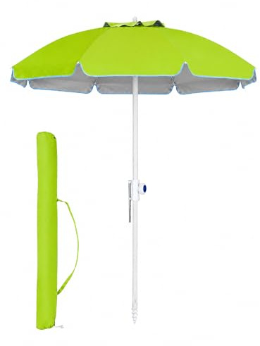 IlGruppone Ombrellone Mare Maxi 220 cm con Protezione UV, Palo a Vite e Inclinazione Regolabile, Parasole da Spiaggia con Presa d'Aria Antivento, Stecche Resistenti e Custodia Trasporto