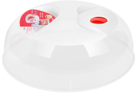 Flexzion Microwave Cover for Food, 10 Inch Plate Cover, BPA Free Plastic Food Cover, Transparent Anti-Splatter Cover Guard, with Adjustable Steam Vent Hole, Dishwasher Safe, Easy Grip Handle