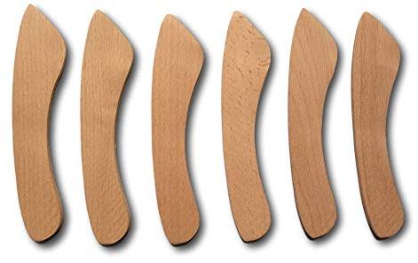HEINKE Coltello per burro in legno, coltello spalmabile per burro largo, leggero, coltello per formaggio, per crema e torte, condimenti, confezione da 6