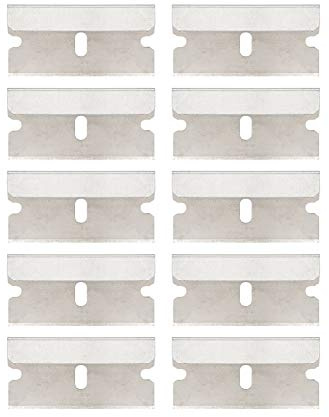 Lot de 10 lames de rasoir industriel à lame unique en acier carbone pour racloir de sécurité standard, enlever la peinture et les autocollants.