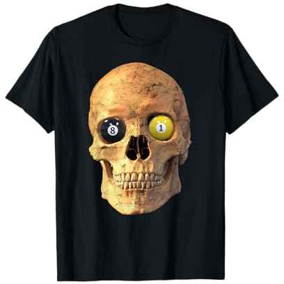 Lustiges Pool Billard Snooker Totenkopf Design T-Shirt