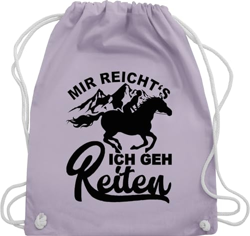 Turnbeutel Rucksack - Pferde Taschen - Mir reicht's ich geh reiten mit Pferd - schwarz - Unisize - Pastell Lila - geschenk reiterin erwachsen pferdebeutel pferdeliebhaber gehe juterucksäcke