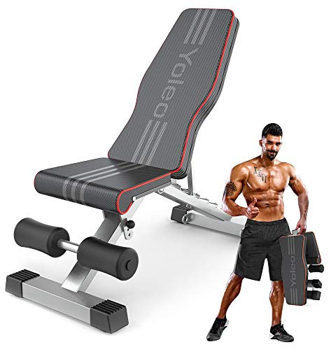 YOLEO Weight Bench, 660LB/300KG Adjustable Foldable Strength Training Bench, Utility Incline Decline Bench for Full Body Workout- Integrated Structure Updated
