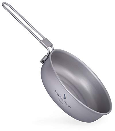 Boundless Voyage Titanium Bratpfanne mit Klappgriff Outdoor Camping Pfanne Bratpfanne Geschirr Titanpfanne Ti15170B