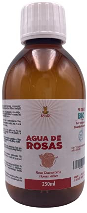 Snadi - Agua de Rosas Orgánica 250 ml | Tónico Facial Hidratante y Rejuvenecedor | Rico en Vitaminas B y E | Antioxidante y Cicatrizante | Hidrolato | Tratamiento de Manchas | BIO