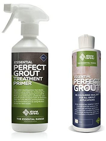 StoneCare4U Essential Perfect Grout, Ivory, 500ml + 237ml (BUNDLE). Restore & Renew Old Kitchen, Bath, Wall & Floor Grout. Superior Alternative to Grout Pen