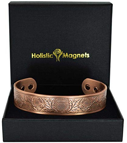 Holistic Magnets® Magnetarmband Herren Keltischer Kupfer Armband Geschenkidee für Männer Handgelenk Gelenkheilung Magnetarmbänder (ST)-Schottische Distel (L: Handgelenk 19,5-22cm)