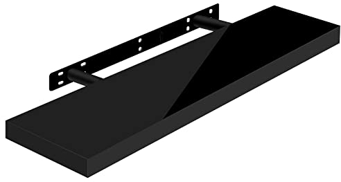 WOLTU Mensola da Muro Scaffale Sospeso da Parete Libreria Piccola per Soggiorno Cameretta Porta CD DVD, Pannello MDF 30x22,9x3,8cm, Nero, RG9479sz