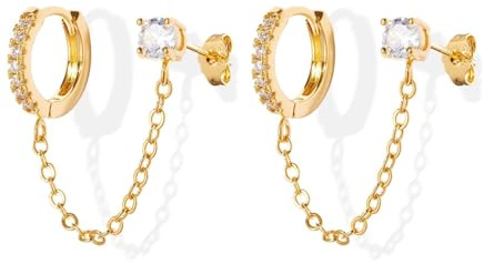 Kenivira Gold Hoop Earings for Womens Small Chunky Gold Hoop Earrings Huggie Hoop Pearl Cubic Zirconia Hypoallergenic Earrings Jewellery for Women