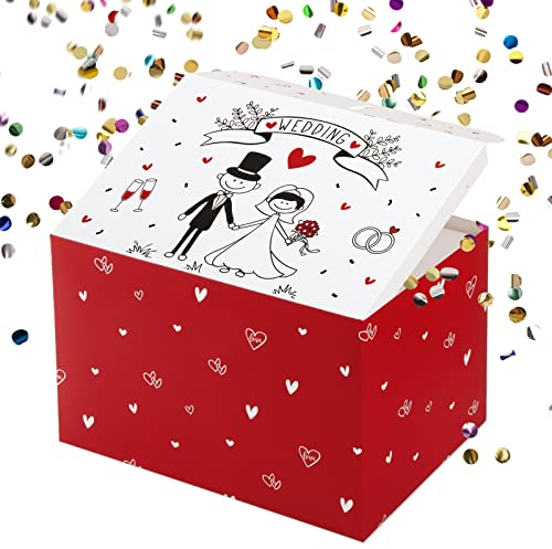 VINFUTUR Explosionsbox Konfetti Geschenkbox DIY Explodierende Konfetti Überraschungsbox Geschenkschachtel für Hochzeit Geschenk