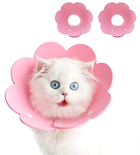 2 stycken halsband för husdjur, halsband mjuk katt skyddskrage återhämtning justerbar konkrage lätt skyddande krage elizabethan anti-bett för katter små hundar (rosa, S)