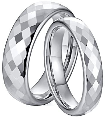 BCughia Freundschaftsringe Beste Freundinnen, Ringe Set Silber Männer Facettenreicher Silberring 4mm 6mm Damengröße 49(15.6), Herrengröße 60(19.1)