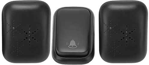 Timbre Inalámbrico, Timbre de Puerta a Prueba de Agua, ABS Negro Autoalimentado 150 M de Alcance 433 MHz con 2 Receptores para el Hogar Hotel Factory AC (Enchufe Europeo)