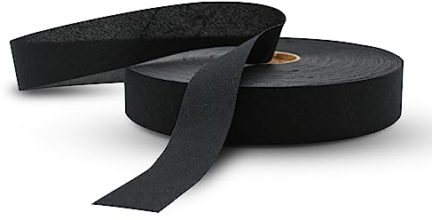 DOJA Barcelona | Schrägband Meterware Schwarz | Bias Tape Rollenpackung 100m | Breite 20mm | Polyester Tape | Weißes Einfassband | für Nähen, Kurzwaren & Nähband, Borten und Bänder zum Nähen