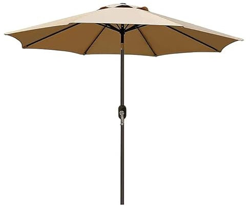 Ombrellone Da Giardino Spiaggia Air-Vent Antivento Portatile Mare Protezione Anti UV Parasole A Manovella Per Esterni Terrazza Balcone Poliestere Impermeabile Inclinabile in Alluminio 2.7 M (Beige)