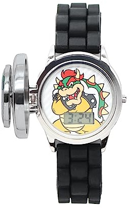 Accutime Kids Nintendo Super Mario Digital Flashing LCD Quartz Childrens Wrist Watch for Boys, Girls, Toddlers with Black Color Strap (Model: GSM4195AZ)