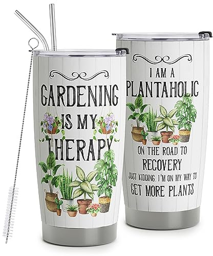 HOMISBES Gardening Gifts for Women, Funny Gardener Gifts Travel Mug, Plant Lady Tumblers 20oz