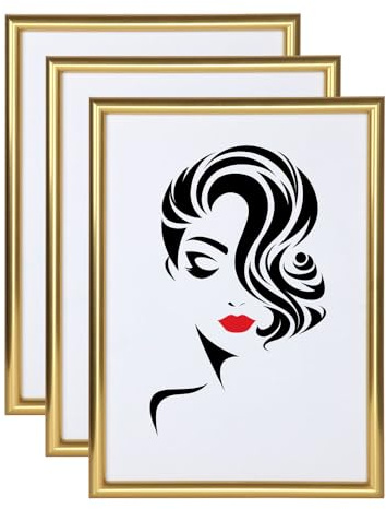 IDEAL TREND 3er 5er Set Classic Leichter Kunststoff Bilder Foto Rahmen Poster Schutz BD: Farbe: 3er Pack Gold | Format: 40x60