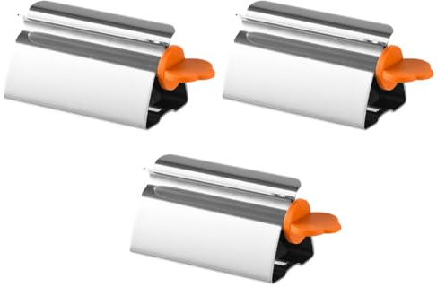 XIZONLIN 3Pcs Stainless Steel Toothpaste Squeezers Rolling Tube Squeezer Metal Toothpaste Seat Holder Stand Rotate Toothpaste Dispenser for Saves Toothpaste Tubular Cosmetics