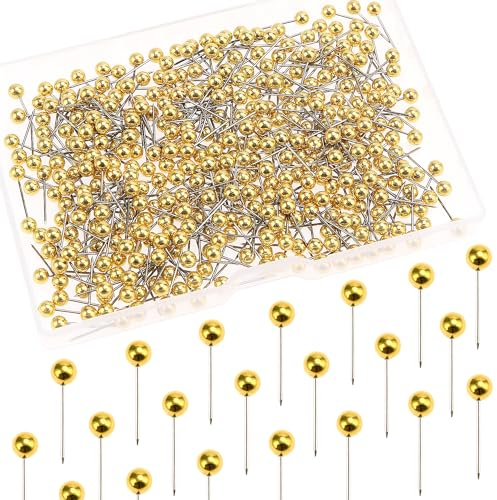 YIXISI 500 Pezzi Mappa Tacks, Puntina Decorativa, Plastica Puntine Rotondo, Puntine da Disegno Colorata, per Marcatura Bacheca, Tessuto, Sughero, Cartone, Feltro, Dorata