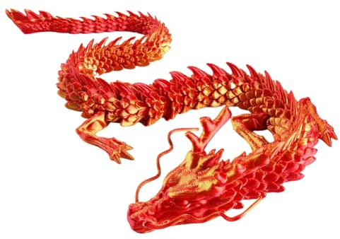 Tedious 3D Gedruckte Drachen Ornamente | 30 cm bewegliches Drachenspielzeug | Dekorationen zum Jahr des Drachen 2024 | 3D-gedrucktes Drachenfiguren-Spielzeug für Aquarium-Dekorationen, Zubehör