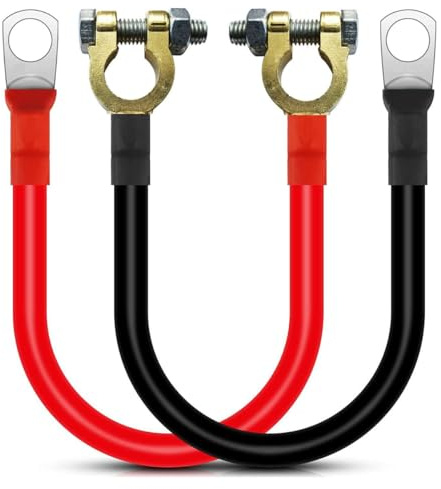 2Pcs Battery Cables Reliable 2AWG 12V 50CM Copper Wires Available in 35mm² | Yeeliv Battery Terminal Connectors with M10 Ring Terminal Copper Wire for Auto, Truck, Motorcycle, Solar, RV, Marine