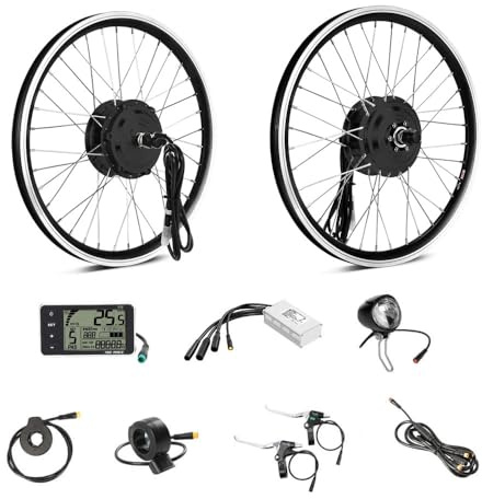 Season 250W Kit Conversione Bici Elettrica 36V Ruota Anteriore da 20/24/ 26/28/ 700c Pollici Set Motore con LCD Sensore di Assistenza Pedalata