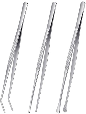 3 Pcs Cooking Tweezers, Barbecue Tongs, 12-inch Fine Tweezer Tongs, for Cooking, Stainless Steel Long 30 cm Kitchen Cooking Tweezers Repairing and BBQ