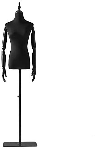 VNNHGB Weibliche Schaufensterpuppe mit Metallständer, Schneiderpuppe für Bekleidungsgeschäfte, zum Präsentieren von Kleidern, Taschen und Accessoires (Schwarz S)