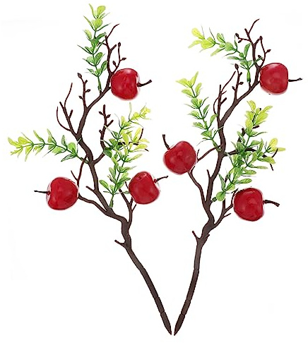 Yardenfun 2st Künstliche Apfelstecklinge Künstlicher Blumenstrauß Hochzeitsblumendekorationen Fruchtdekor Stechpalme Beere Künstliche Früchte Gefälschte Apfelstecklinge Obst Styropor Rot