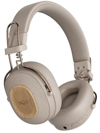 House of Marley Positive Vibration Riddim On-Ear Headphones Wireless - Bluetooth Headphones, 50 Hr Playtime, Folding Earphones with Microphone, USB-C Quick Charging, Sustainable Materials, Cream