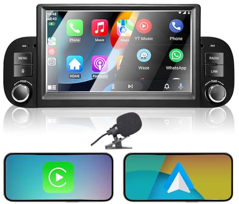 [Alta Potenza] Liulbobu Autoradio per FIAT Panda 2013 2014 2015 2016 2017 2018 2019 2020 con 7 Touchscreen Autoradio Wireless Carplay & Android Auto,Bluetooth Mirror Link/RDS AM/FM/USB/DSP