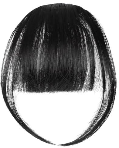 LOPHE Frangetta Finta, Frangia Sintetica con Frangia Clip, French Bangs Naturali, Fringe Hairpiece per Donna per Incontri,Feste e Uso(Nero Naturale)