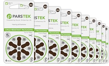 ParsTek Hearing Aid Batteries | Size 312 | Zinc-Air & Mercury Free | Long Lasting | Child Resistant Packaging | 1.45V | 60 Batteries