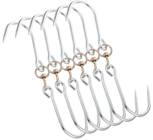 VINTORKY Metal Meat Hooks for Smoking Hanging 6pcs Butcher Hooks Easy Installation Versatile Meat Processing Solution