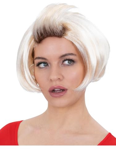 Smiffys 90s Mary Flick Wig Blonde Fancy Dress Accessory for Adults Short Bob Style Wig with Voluminous Fringe Ideal for Retro Costume Parties Film Character Looks and Throwback Themed Events