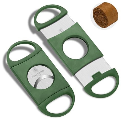 Taglierina per sigari con lama affilata, acciaio inossidabile e ghigliottina per sigari Plsatic Double Enlarge taglio in 62.5 ring gauge per casa ed esterno (verde)