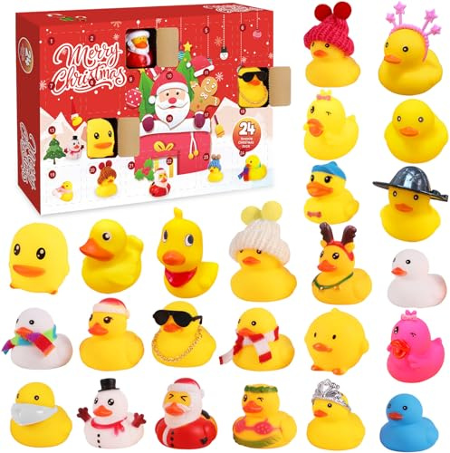 Adventskalender Enten 2025, Weihnachts Adventskalender Enten, Adventskalenders 24 Stück Quietscheente Weihnachten, Gummiente Weihnachtskalender Christmas, Weihnachten/Geburtstag Geschenkset
