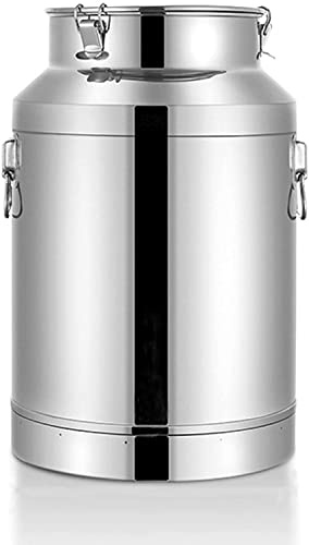 Aioneer 201 Stainless Steel Milk Can, Heavy Duty Wine Pail Transport Bucket Milk Jug Oil Barrel Dairy Pot Tea Canister With Sealed Lid Liquid Solid Storage,35L-5L